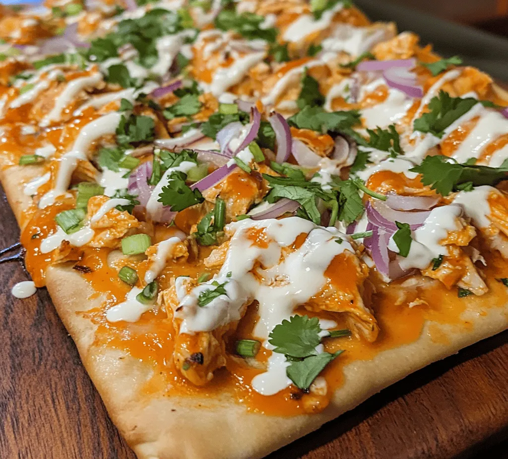 If you’re searching for a dish that can effortlessly spice up your gatherings, game days, or even a simple weeknight dinner, look no further than the Spicy Buffalo Bliss Flatbread. This dish is a delightful fusion of flavors that combines the fiery zest of spicy buffalo chicken with the creamy coolness of ranch dressing, all topped with melted cheese on a crisp flatbread base.