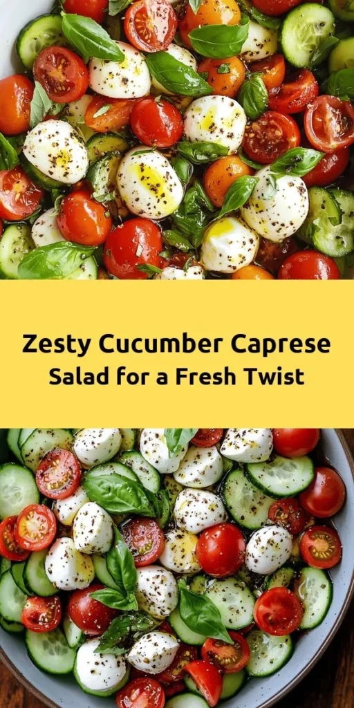 Brighten up your meal with this Fresh & Zesty Cucumber Caprese Salad! This refreshing dish features crunchy cucumbers, juicy cherry tomatoes, and creamy mozzarella, all tossed with fresh basil. The simple balsamic vinaigrette adds the perfect finishing touch. Ready in just 20 minutes, it’s great as a side or a light lunch. Serve it chilled or at room temperature for a delightful taste of summer any time of the year! Enjoy a burst of flavor in every bite!