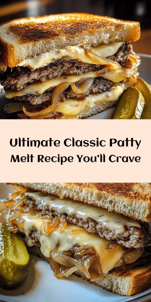 Indulge in a Classic Patty Melt Delight that's sure to please! This mouthwatering recipe features juicy beef patties, caramelized onions, and gooey Swiss cheese, all nestled between crispy rye bread. With simple ingredients and easy steps, you can whip up this delicious sandwich in just 40 minutes. Perfect for a hearty lunch or dinner, serve it with pickles or a fresh salad for a complete meal. Your taste buds will thank you!