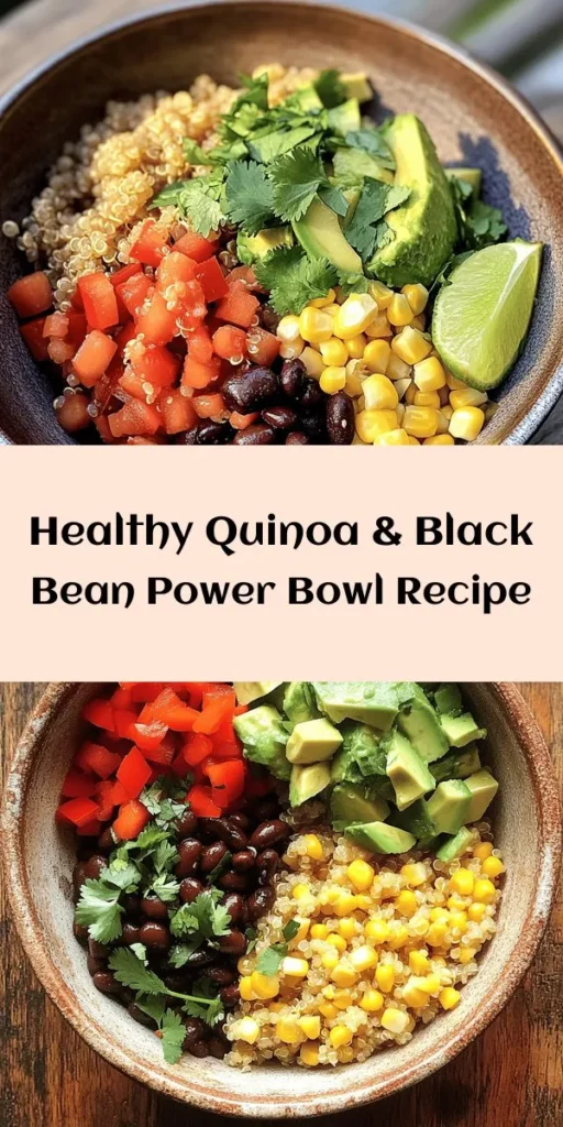 Discover the delicious Quinoa & Black Bean Power Bowl, packed with protein and fiber! This vibrant dish combines fluffy quinoa, hearty black beans, sweet corn, and fresh veggies like bell pepper and avocado. Tossed in a zesty lime dressing with cumin and chili powder, it’s perfect for a quick lunch or satisfying dinner. Ready in just 30 minutes, it’s both nutritious and filling. Enjoy it with optional toppings like Greek yogurt for an extra touch!