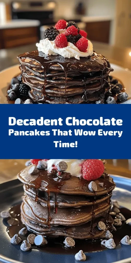 Start your day with the most amazing chocolate pancakes that are sure to satisfy your sweet tooth! Made with simple ingredients like cocoa powder and semi-sweet chocolate chips, these pancakes are rich, fluffy, and oh-so-delicious. In just 20 minutes, you can whip up a batch to enjoy with toppings like whipped cream, fresh berries, or maple syrup. Perfect for breakfast or a special treat any time of day. Give it a try and indulge your chocolate cravings!