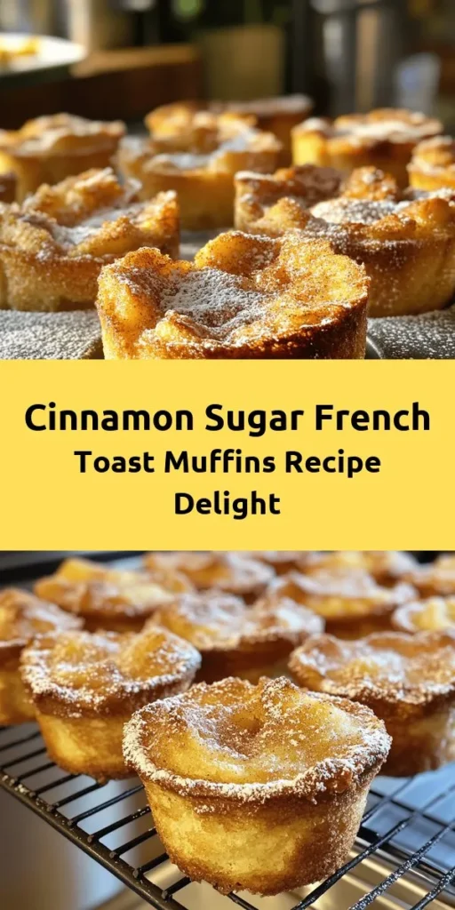 Indulge in these Cinnamon Sugar French Toast Muffins that bring the cozy flavors of breakfast right to your fingertips! Made with day-old bread, eggs, milk, and a touch of cinnamon, these muffins are perfect for brunch or a sweet treat. With a gooey cinnamon-brown sugar topping, they are warm and fluffy, making them irresistible. They're easy to make and can be ready in just 45 minutes. Dust with powdered sugar for an extra touch of sweetness! Enjoy this delightful baked version of your favorite French toast!