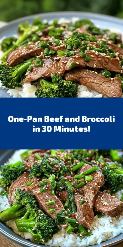 Discover the perfect weeknight meal with this Sizzling One-Pan Beef and Broccoli Delight! In just 30 minutes, you can whip up a flavorful dish featuring tender flank steak, vibrant broccolini, and a savory sauce made from soy, oyster, and hoisin sauces. This simple recipe requires only one pan, making cleanup a breeze. Serve over rice or noodles for a satisfying dinner that everyone will love. Don't forget the sesame seeds and green onions for the finishing touch!