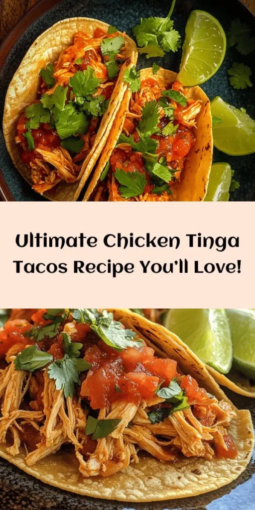 Discover the deliciousness of Chicken Tinga Tacos, a flavorful dish that’s perfect for any taco night! Juicy chicken thighs are simmered in a zesty chipotle sauce with onions and garlic, creating a mouthwatering filling. Serve these tacos on warm corn tortillas, topped with fresh cilantro and a squeeze of lime for extra zest. Easy to make and packed with flavor, this recipe will not disappoint. Try it out and enjoy every bite! 🌮🔥