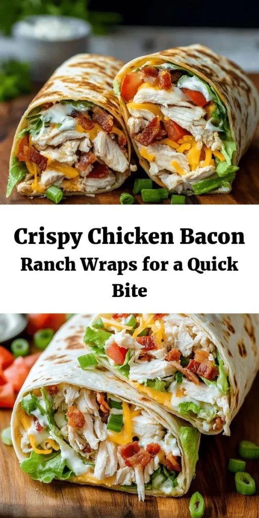 Looking for a delicious and easy meal? Try this Crispy Chicken Bacon Ranch Wrap! Packed with tender chicken, crispy bacon, fresh veggies, and creamy ranch dressing, it's perfect for lunch or a quick dinner. In just 30 minutes, you can enjoy this flavorful wrap that’s crispy on the outside and bursting with flavor inside. Customize it with jalapeños for a spicy kick! Serve it with extra ranch for dipping and enjoy a tasty treat!