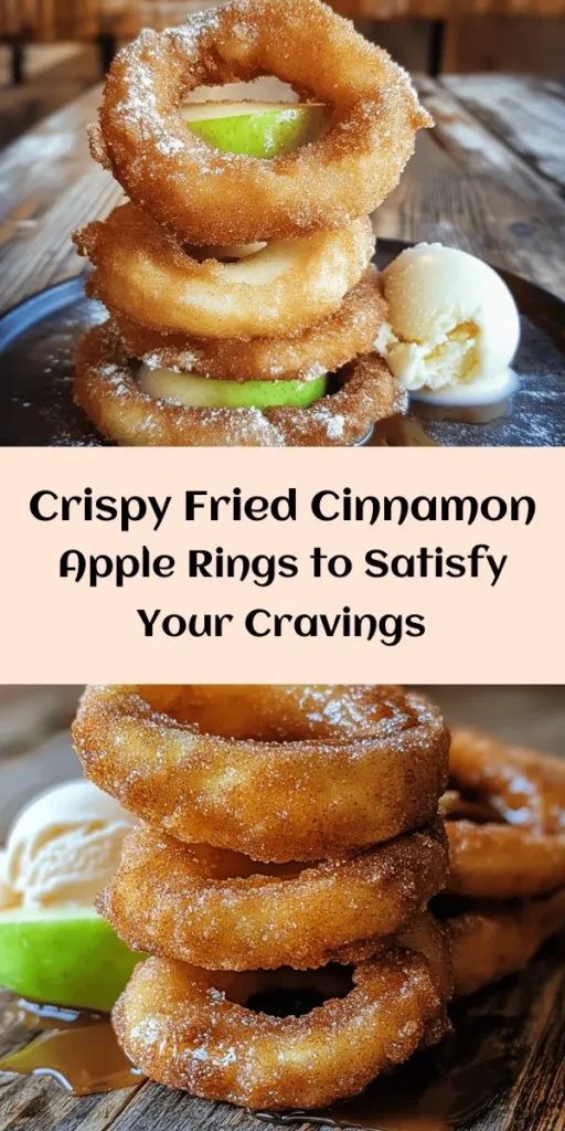 Treat yourself to a delicious dessert with these Fried Cinnamon Apple Rings! 🍏🍩 Perfectly crispy and golden, these apple rings are coated in a sweet batter and sprinkled with cinnamon sugar for an irresistible finish. Made with fresh apples and simple ingredients, this recipe is easy to follow, taking only 30 minutes from prep to plate. Enjoy them warm as a snack, or serve with vanilla ice cream or caramel sauce for a delightful treat anyone will love!