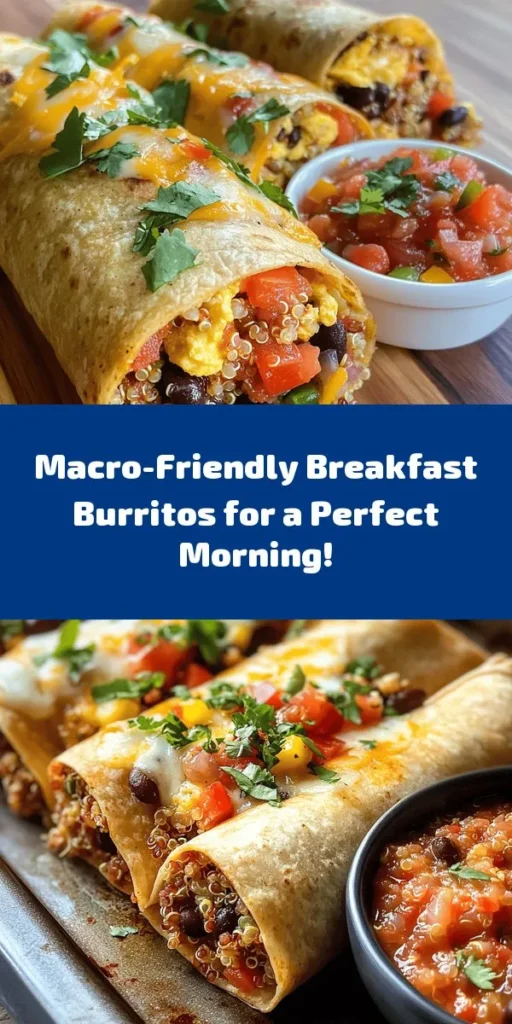 Start your day right with these Macro-Friendly High Protein Sheet Pan Breakfast Burritos! Packed with egg whites, colorful veggies, black beans, and quinoa, they are not only delicious but healthy too. With easy preparation on a sheet pan, you can whip up 8 hearty burritos in just 50 minutes. Perfect for meal prep or family breakfasts, serve with salsa and fresh cilantro for an irresistible morning treat. Enjoy every bite of this tasty, nutritious breakfast!