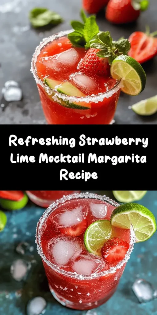 Quench your thirst with this vibrant Strawberry Lime Mocktail Margarita! This refreshing drink combines sweet strawberries and zesty lime for a delightful twist on the classic margarita—without the alcohol. Perfect for parties or a sunny afternoon, it's super easy to make in just 10 minutes. Garnish with lime wedges and strawberry slices for that perfect touch. Ideal for anyone looking to sip on something fruity and fun!
