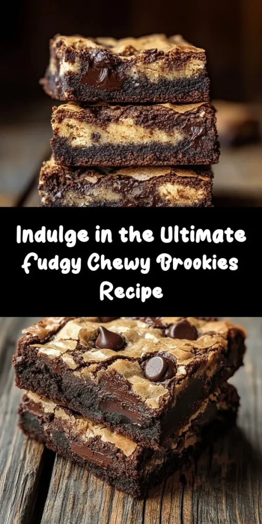 Indulge in the ultimate treat with these fudgy chewy browkies, a delicious combination of brownies and cookies! With rich chocolate flavors and a gooey texture, they’re perfect for satisfying your sweet tooth. This easy recipe takes just 20 minutes to prep and 30 minutes to bake. Serve warm with a scoop of vanilla ice cream for an extra delightful dessert. Get ready to impress your friends and family with this irresistible dessert!