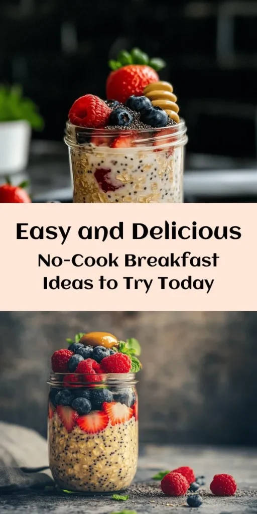 Start your day with these 18 easy no-cook breakfast recipes that are both delicious and nutritious! From berry almond overnight oats to tropical chia pudding, there's something for everyone. Prepare satisfying parfaits, wraps, and smoothies in just minutes, perfect for busy mornings. Enjoy fresh flavors like avocado toast and peanut butter banana roll-ups, all without turning on the stove. Quick, healthy, and super tasty—ready to try?