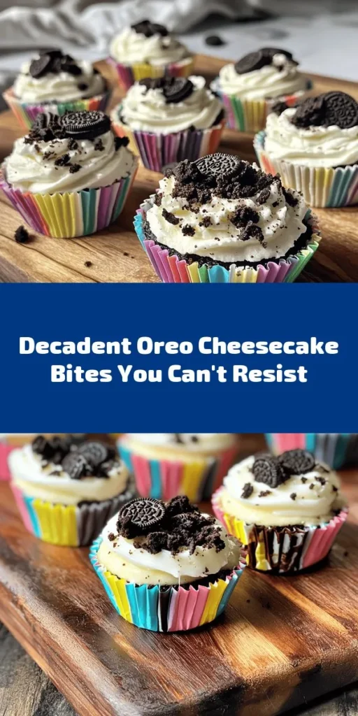 Treat yourself to the ultimate indulgence with these delightful Oreo Cheesecake Bites! Easy to make with just a few simple ingredients, each bite features a rich cream cheese filling nestled on a crunchy Oreo crust. Perfect for parties or a sweet snack, these bites can be customized with a drizzle of chocolate and a sprinkle of crushed Oreos for an extra touch. Chill them for a quick dessert that's sure to impress. Enjoy this creamy, dreamy treat!